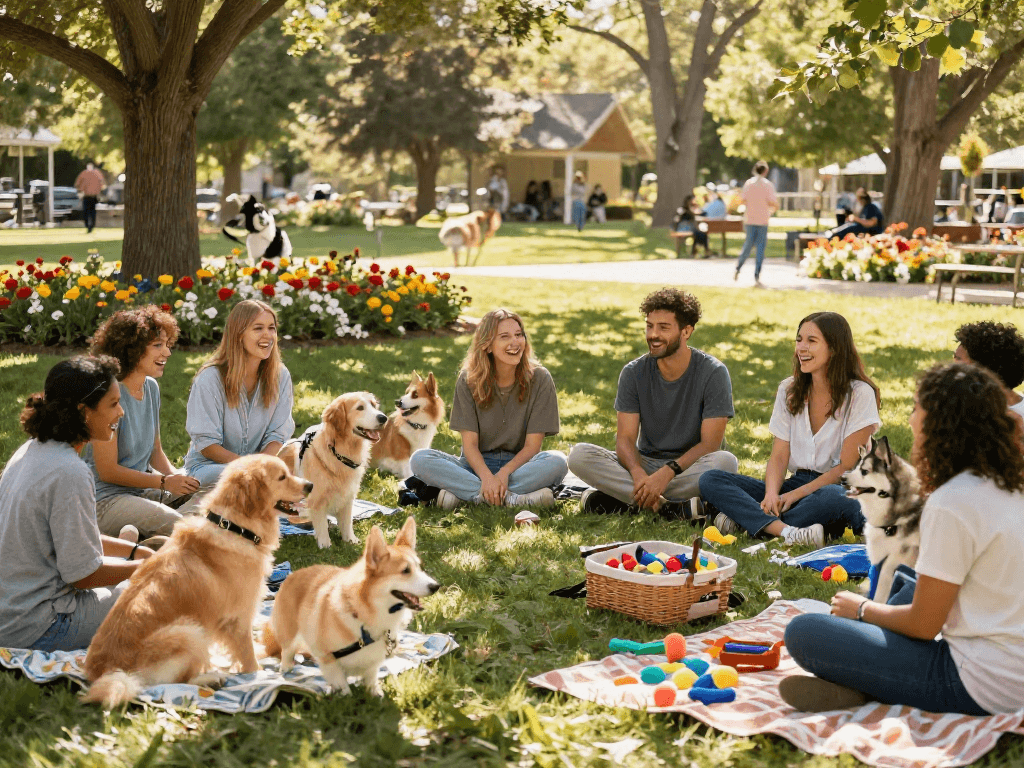 rokok88 community gathering celebrating pets with joyful interactions