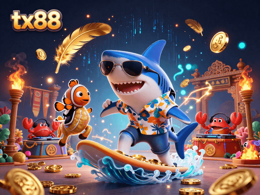 tx88 invites thrilling wins with a vibrant 3D cartoon illustration of vibrant casino characters.