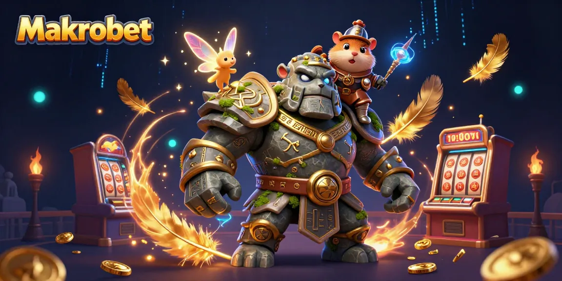Makrobet offers thrilling gaming experiences with its ancient guardian golem, fairy, and hamster knight in action.