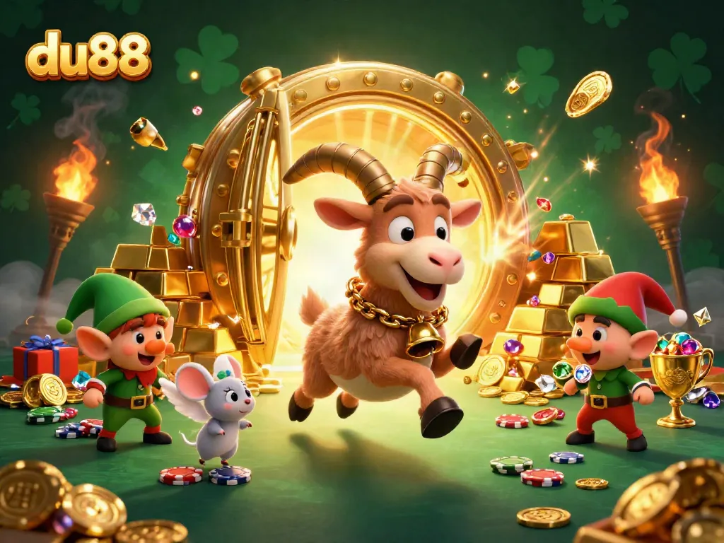 Experience thrilling wins with du88 in a vibrant, festive casino scene featuring mystical characters.