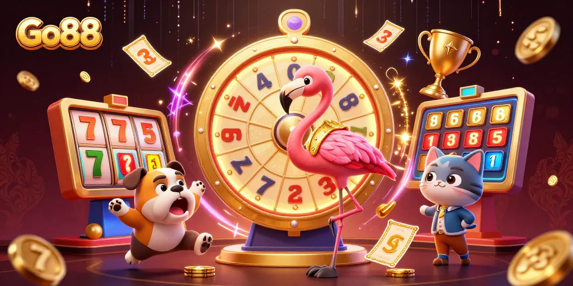Experience thrilling gaming action at Go88 with a vibrant jackpot scene featuring a colorful game show.