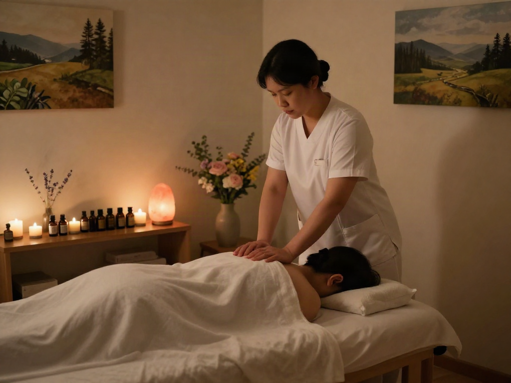 Experience calming 영등포출장 massage therapy in a serene environment with essential oils and soft lighting.