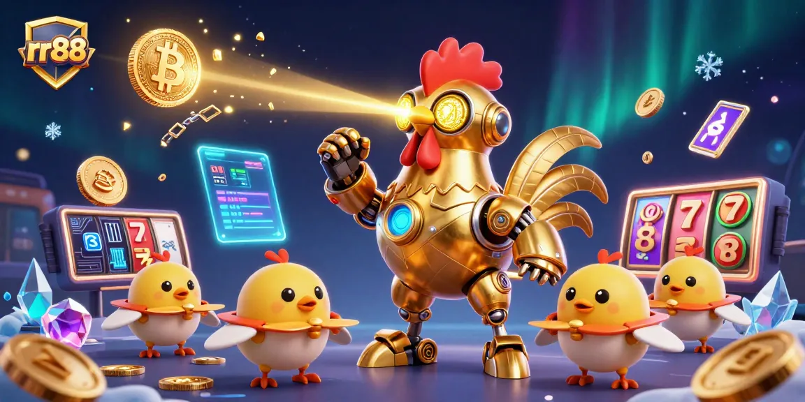 Play exciting games at rr88 with our dynamic online casino visuals featuring a golden rooster.