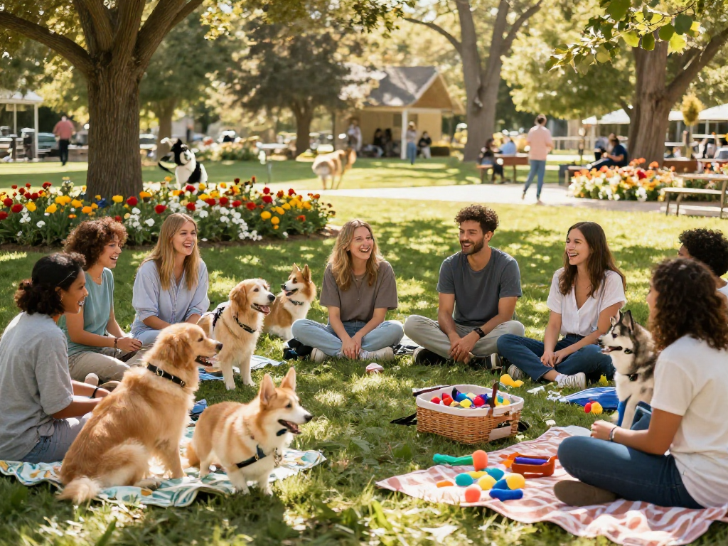 rokok88 community gathering celebrating pets with joyful interactions
