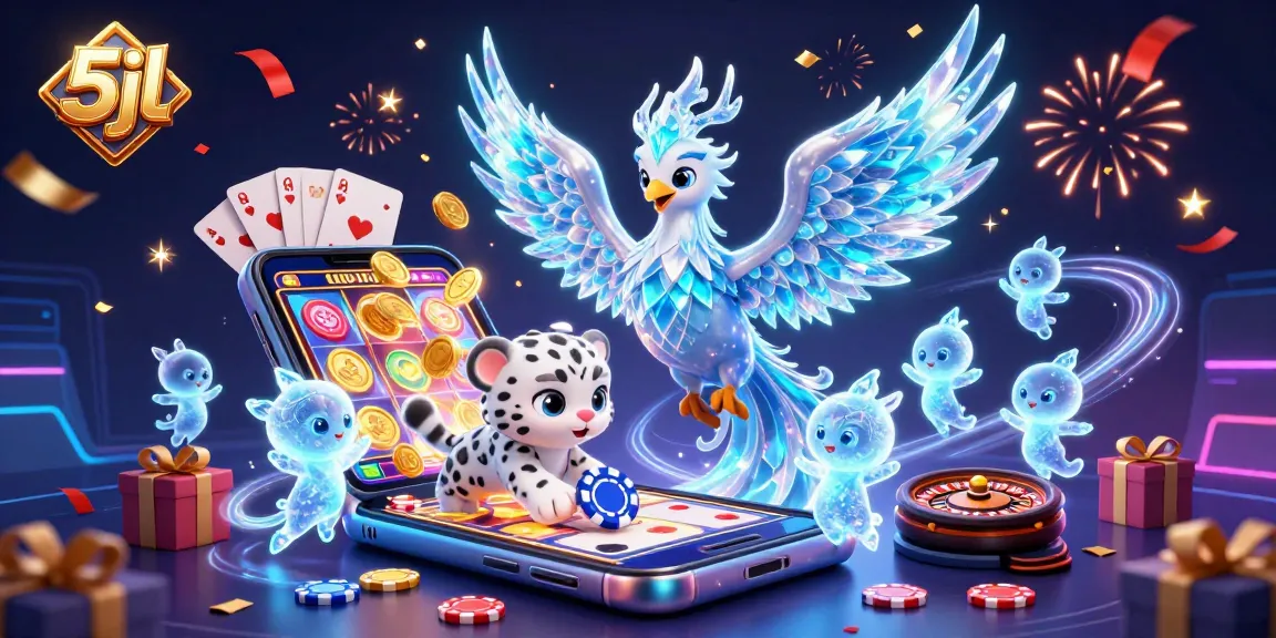 5jl celebrates casino excitement with a vibrant ice phoenix, poker chip play, and glowing elements.