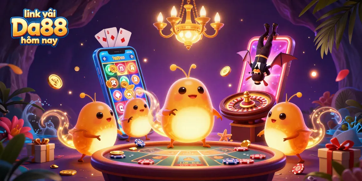 Engage with link vào Da88 hôm nay at this vibrant casino scene, brimming with colorful slot games and lively characters.