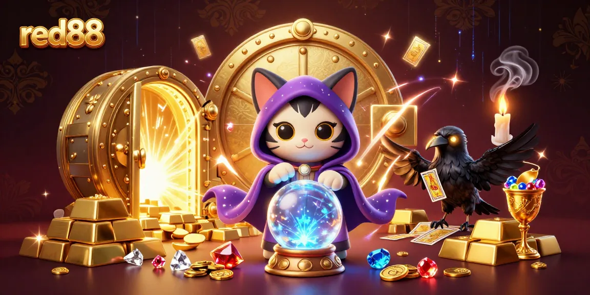 Experience the magic of red88 as the mystic cat and raven guide you through a treasure trove of winnings