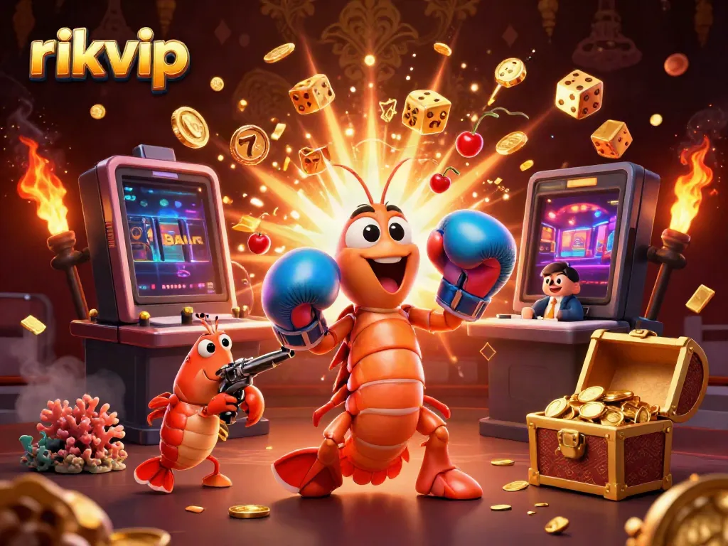 Experience the vibrant energy of rikvip with this captivating 3D illustration featuring an exciting casino scene and dynamic characters.