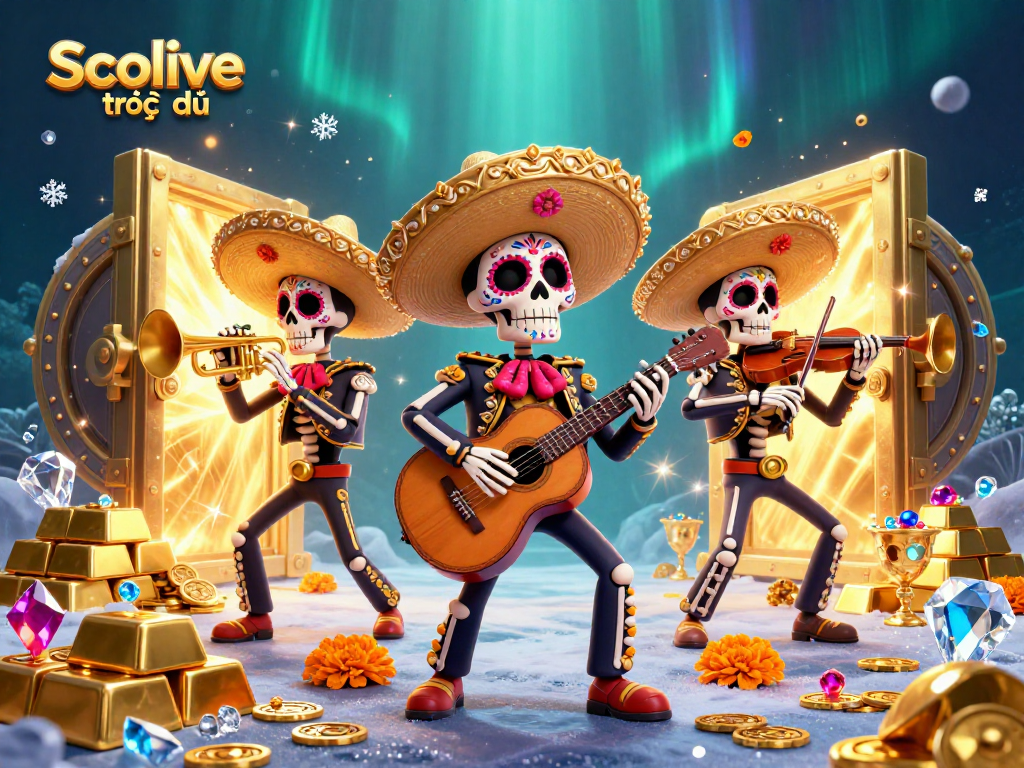 Experience vibrant action with Socolive trực tiếp as a mariachi band brings casino treasures to life.
