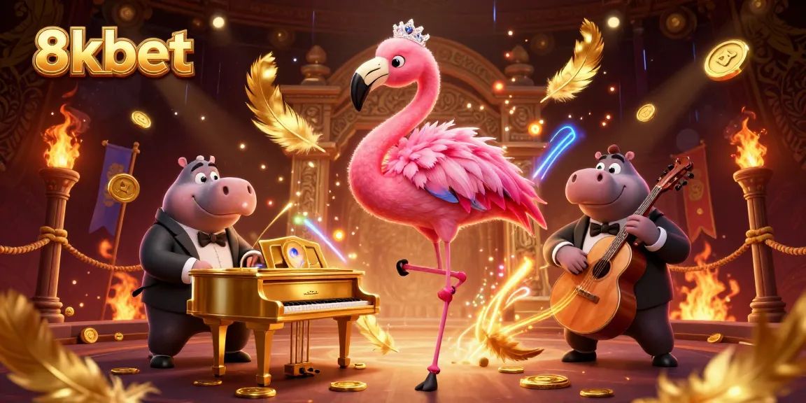 Experience the excitement of 8kbet with a lively casino scene featuring colorful characters and game elements.